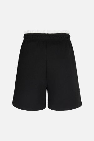 Concert Outfit Elastic Letter Double Waist Shorts