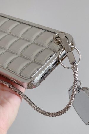 Concert Outfit Electroplate Block Heart Chain Mobile Phone Case