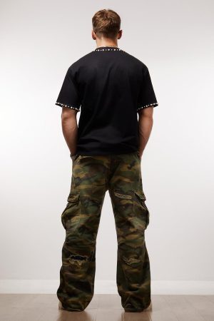 Concert Outfit Elegant Pearl-Embellished Oversized T-Shirt