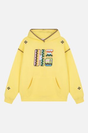Concert Outfit Embroidered Contrast Check Hoodie
