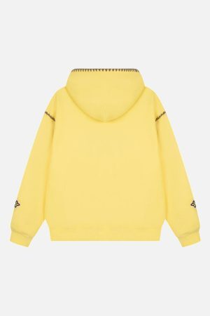 Concert Outfit Embroidered Contrast Check Hoodie