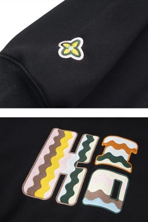 Concert Outfit Embroidered Contrast Check Hoodie