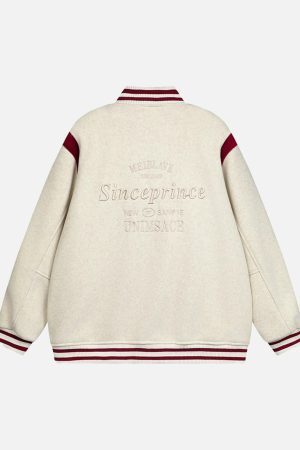 Concert Outfit Embroidered Contrast Color Varsity Jacket