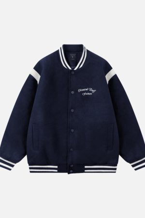 Concert Outfit Embroidered Contrast Color Varsity Jacket