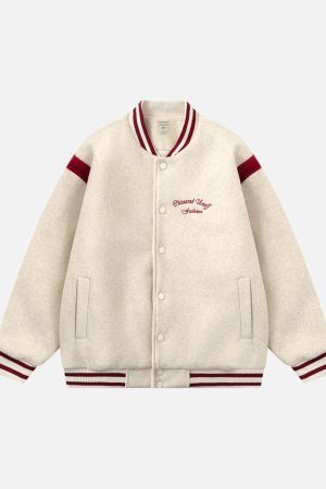 Concert Outfit Embroidered Contrast Color Varsity Jacket