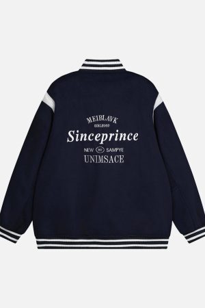 Concert Outfit Embroidered Contrast Color Varsity Jacket