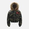 Concert Outfit Embroidered Detachable Fur Hooded Jacket