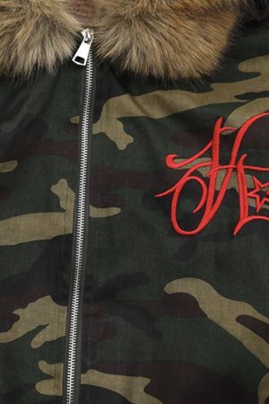 Concert Outfit Embroidered Detachable Fur Hooded Jacket