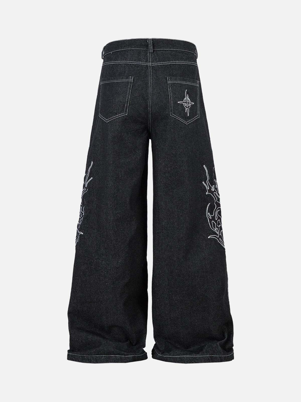 Concert Outfit Embroidered Flame Baggy Jeans Concert Outfit Embroidered Flame Baggy Jeans