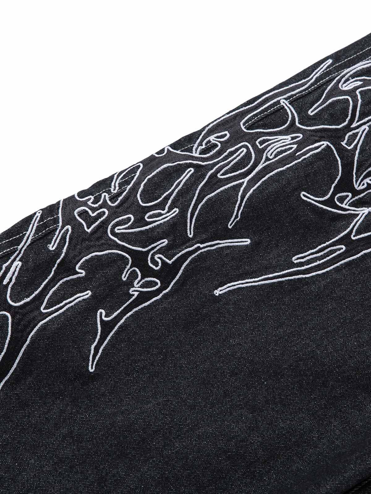 Concert Outfit Embroidered Flame Baggy Jeans Concert Outfit Embroidered Flame Baggy Jeans