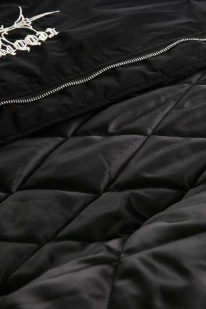 Concert Outfit Embroidered Fur Hooded Quilted Jacket