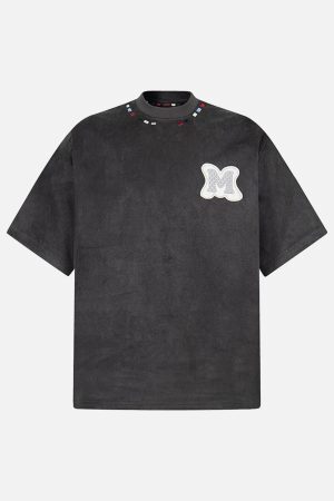 Concert Outfit Embroidered Neckline Oversized T-Shirt