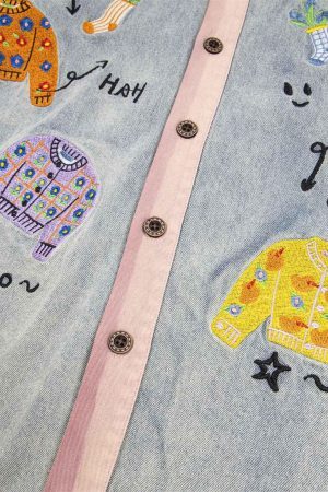 Concert Outfit Embroidered Patch Denim Shirt