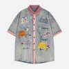 Concert Outfit Embroidered Patch Denim Shirt
