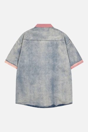 Concert Outfit Embroidered Patch Denim Shirt