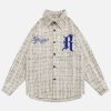 Concert Outfit Embroidered Plaid Shirt