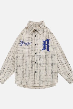 Concert Outfit Embroidered Plaid Shirt