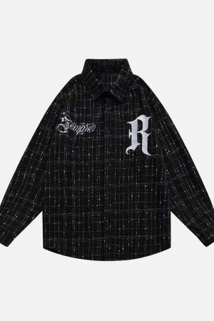 Concert Outfit Embroidered Plaid Shirt