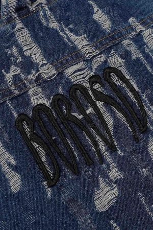 Concert Outfit Embroidered Washed Denim Hoodie