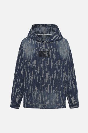 Concert Outfit Embroidered Washed Denim Hoodie