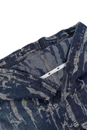 Concert Outfit Embroidered Washed Denim Hoodie