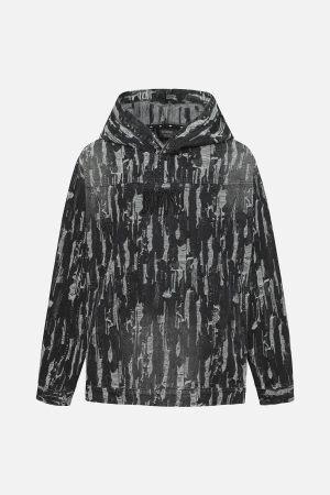 Concert Outfit Embroidered Washed Denim Hoodie