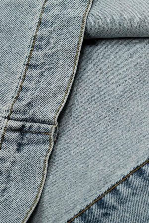 Concert Outfit Embroidered Washed Distressed Denim Hoodie