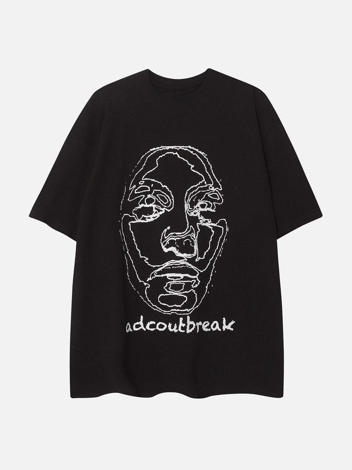 Concert Outfit Embroidery Abstract Face Tee Concert Outfit Embroidery Abstract Face Tee