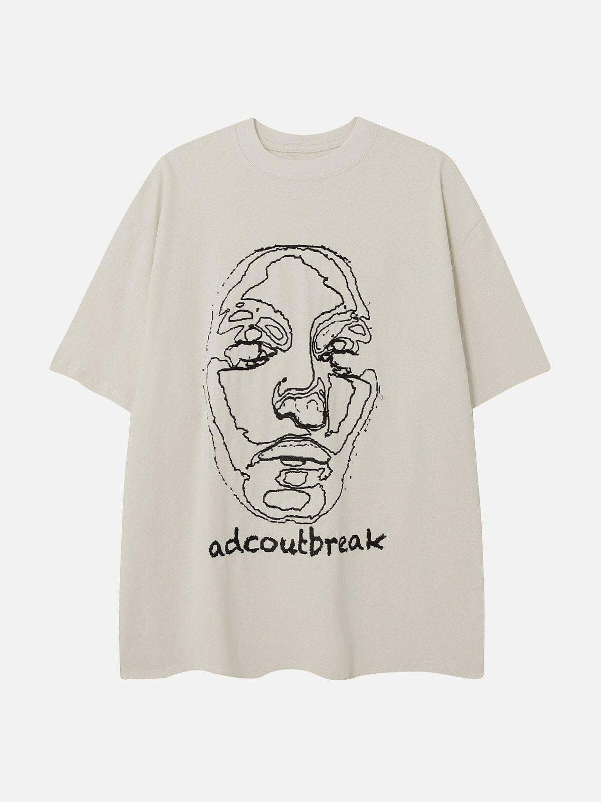 Concert Outfit Embroidery Abstract Face Tee Concert Outfit Embroidery Abstract Face Tee