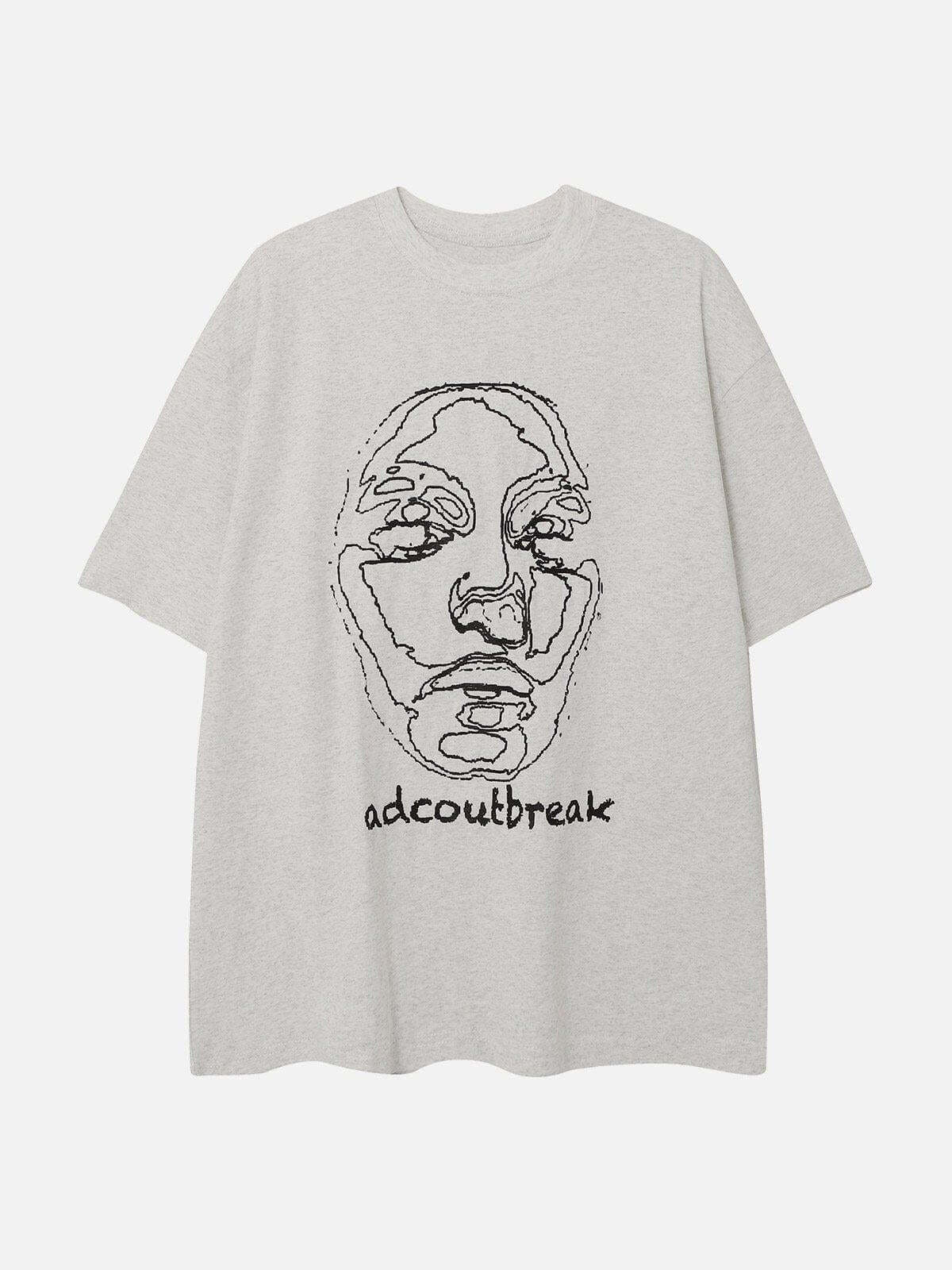 Concert Outfit Embroidery Abstract Face Tee Concert Outfit Embroidery Abstract Face Tee