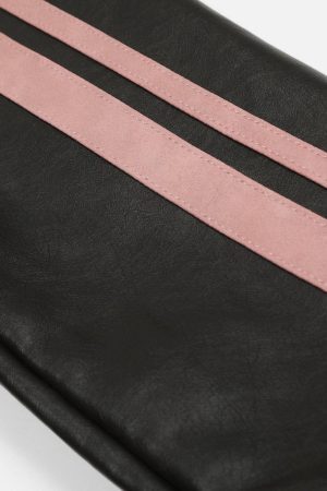 Concert Outfit Embroidery Bow Faux Leather Jacket