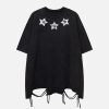 Concert Outfit Embroidery Distressed Star Washed Tee