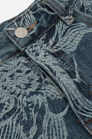 Concert Outfit Embroidery Flower Longline Jorts