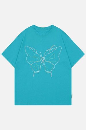 Concert Outfit Embroidery Line Butterfly Tee
