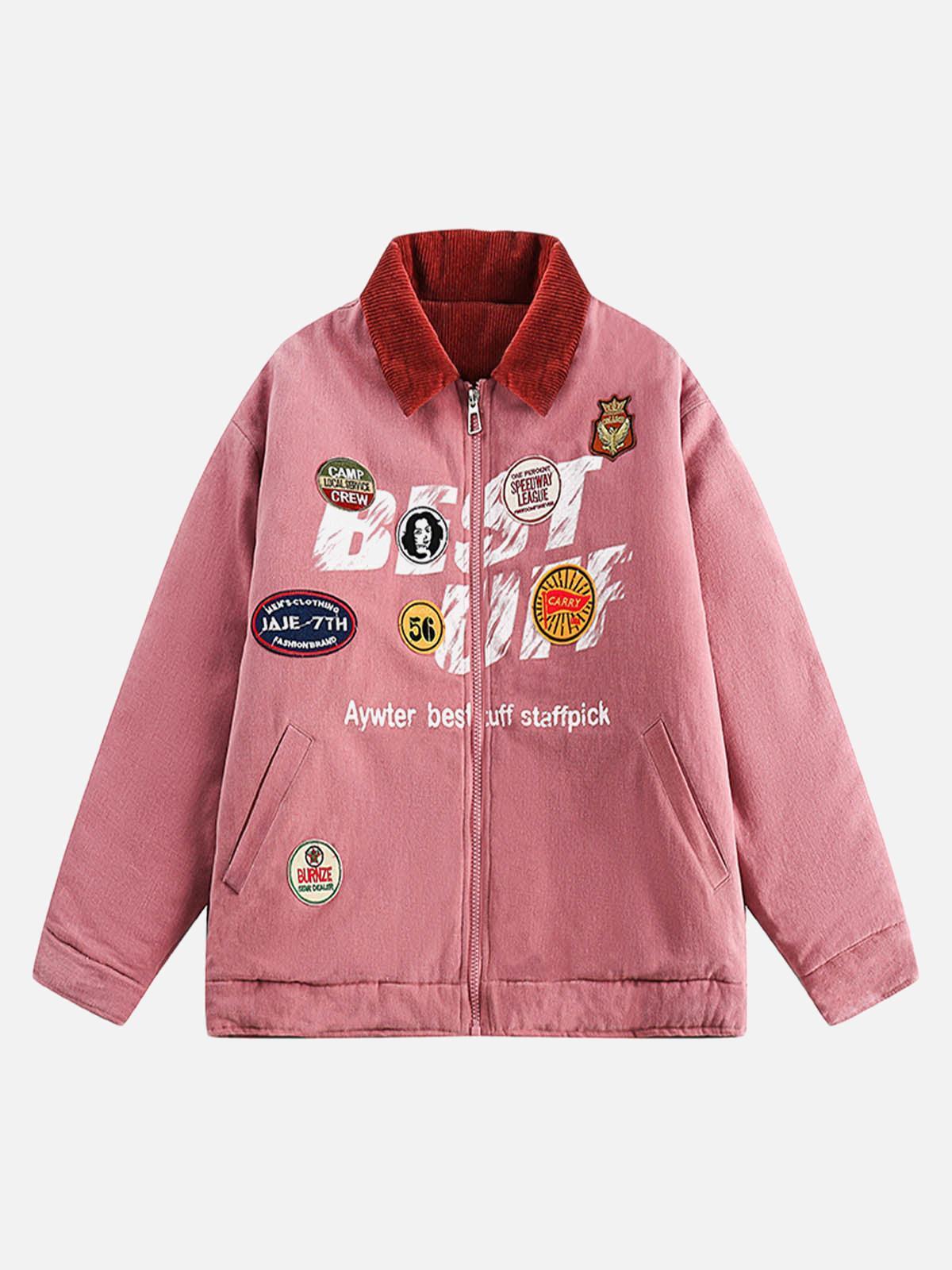 Concert Outfit Embroidery Patchwork Print Stand Collar Quilted Barn Jacket Concert Outfit Embroidery Patchwork Print Stand Collar Quilted Barn Jacket