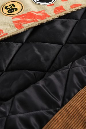 Concert Outfit Embroidery Patchwork Print Stand Collar Quilted Barn Jacket