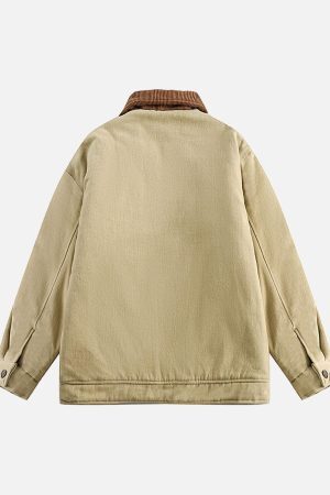 Concert Outfit Embroidery Patchwork Print Stand Collar Quilted Barn Jacket