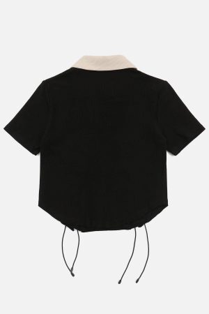 Concert Outfit Embroidery Side Drawstring Fold-Over Star Tee