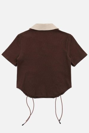 Concert Outfit Embroidery Side Drawstring Fold-Over Star Tee