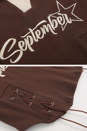 Concert Outfit Embroidery Side Drawstring Fold-Over Star Tee