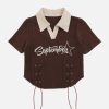 Concert Outfit Embroidery Side Drawstring Fold-Over Star Tee