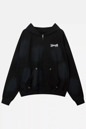 Concert Outfit Embroidery Spots Zip-Up Hoodie