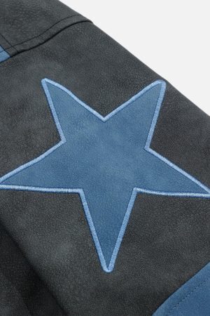 Concert Outfit Embroidery Star Cropped Racing Jacket