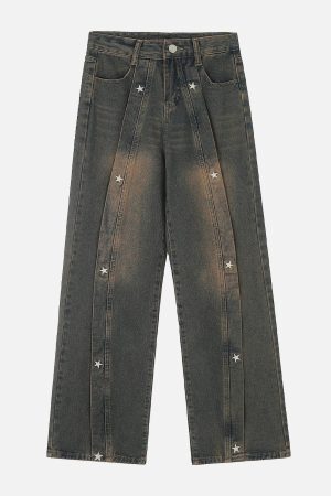 Concert Outfit Embroidery Star Washed Jeans