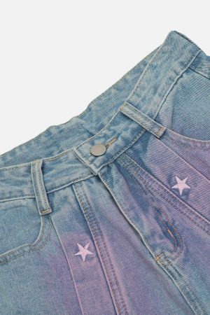Concert Outfit Embroidery Star Washed Jeans