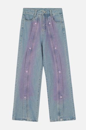 Concert Outfit Embroidery Star Washed Jeans