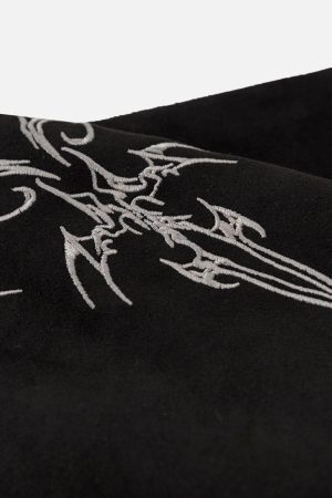 Concert Outfit Embroidery Suede Tee