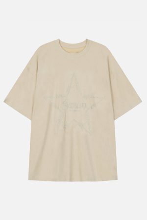 Concert Outfit Embroidery Thorns Star Print Tee