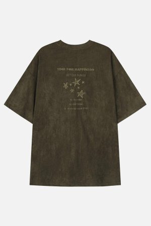 Concert Outfit Embroidery Thorns Star Print Tee