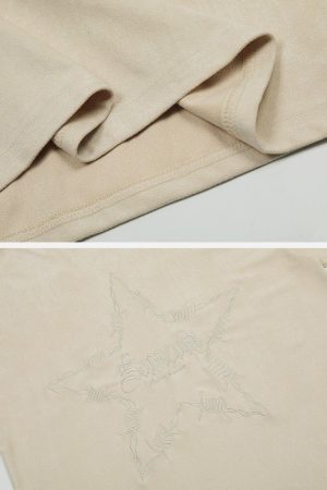 Concert Outfit Embroidery Thorns Star Print Tee
